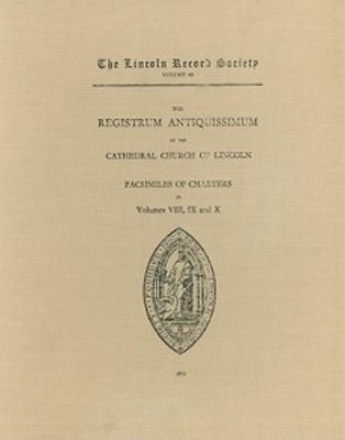 Book cover for Registrum Antiquissimum of the Cathedral Church of Lincoln [facs 8-10]