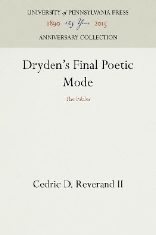 Cover of Dryden's Final Poetic Mode