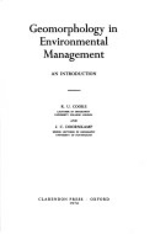 Cover of Geomorphology in Environmental Management