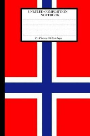 Cover of Unruled Composition Notebook 6" x 9". 120 Pages. Norwegian Flag