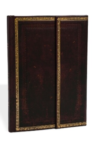 Cover of Black Moroccan (Old Leather Collection) Midi Lined Hardcover Journal (Wrap Closure)