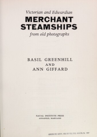 Book cover for Victorian and Edwardian Merchant Steamships from Old Photographs