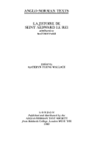 Cover of Estoire de Seint Aedward le Rei