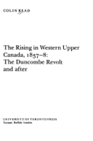 Cover of Rising in Western Upper Canada, 1837-38