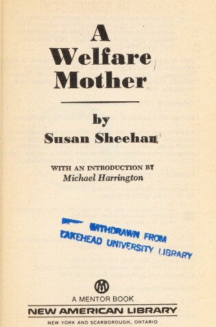 Cover of Sheehan Susan : Welfare Mother