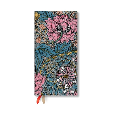 Book cover for Morris Pink Honeysuckle (William Morris) Slim 12-month Horizontal Hardback Dayplanner 2025 (Elastic Band Closure)
