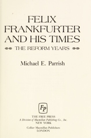 Cover of Felix Frankfurter and His Times