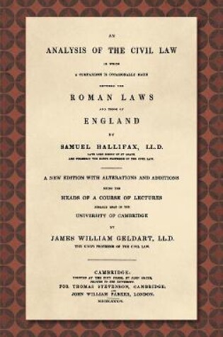 Cover of An Analysis of the Civil Law [1836]