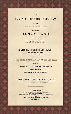 Cover of An Analysis of the Civil Law [1836]