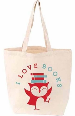 Book cover for I Love Books Bird Tote Bag