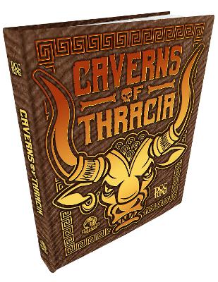 Book cover for The Caverns of Thracia (DCC RPG) Minotaur Hide Cover