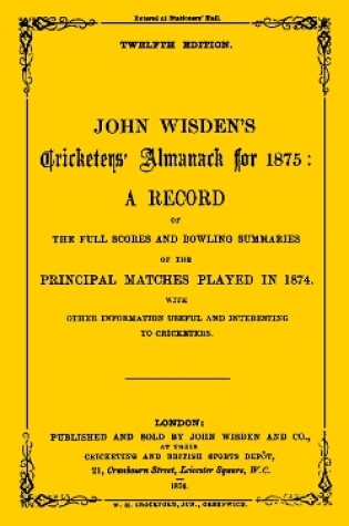 Cover of Wisden Cricketers' Almanack 1875