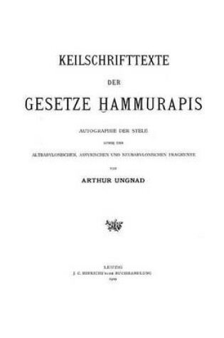 Cover of Keilschrifttexte der Gesetze Hammurapis