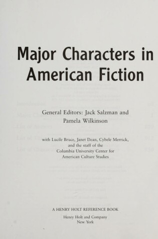 Cover of Major Characters in American F