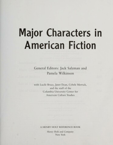 Book cover for Major Characters in American F