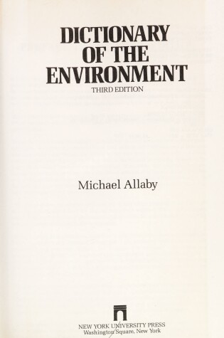 Cover of Dictionary Environment 3/E CB