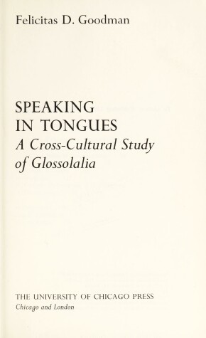 Book cover for Speaking in Tongues