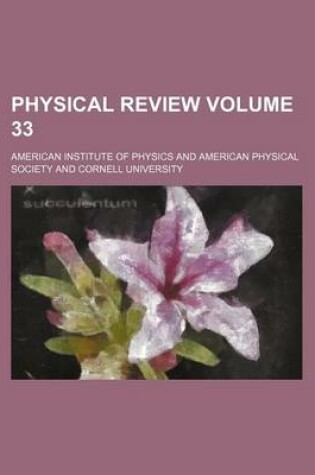 Cover of Physical Review Volume 33