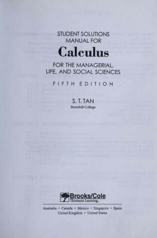 Cover of Calculus for the Managerial, Life, and Social Sciences