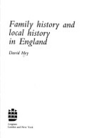 Cover of Family History and Local History in England