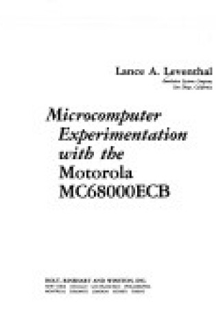 Cover of Microcomputer Experimentation with the Motorola MC6800 ECB