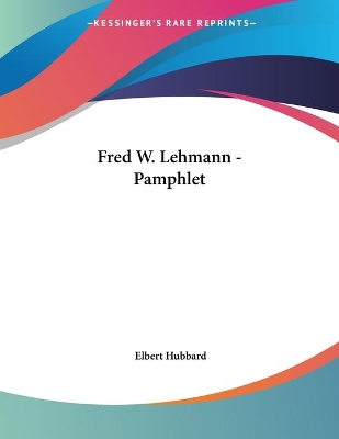 Book cover for Fred W. Lehmann - Pamphlet