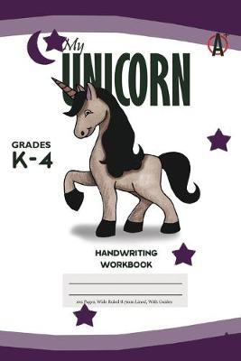 Book cover for My Unicorn Primary Handwriting k-4 Workbook, 51 Sheets, 6 x 9 Inch Purple Cover