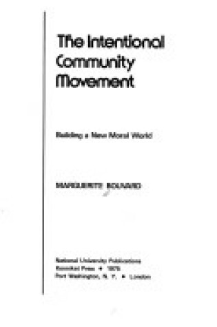 Cover of The Intentional Community Movement