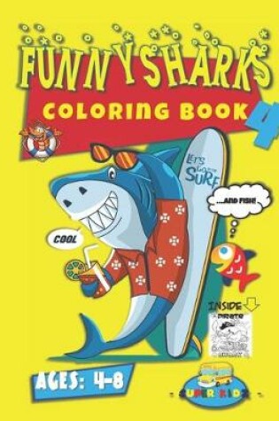 Cover of Funny Sharks Coloring Book 4