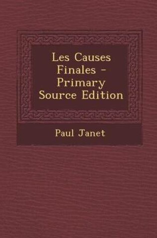 Cover of Les Causes Finales