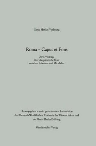 Cover of Roma -- Caput Et Fons