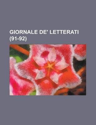 Book cover for Giornale de' Letterati (91-92)