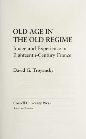 Book cover for Old Age in the Old Regime