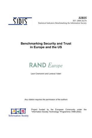 Cover of Benchmarking Security and Trust in Europe and the Us