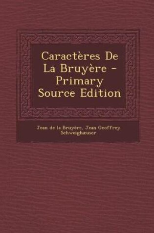 Cover of Caracteres de La Bruyere