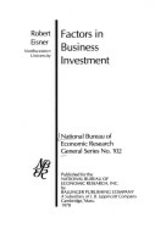 Cover of Factors of Business Investment