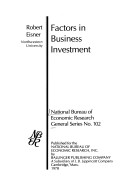 Book cover for Factors of Business Investment