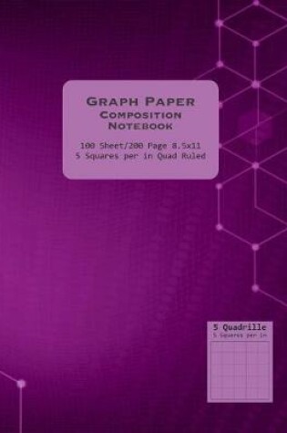 Cover of Purple 8.5x11 5 Quad Ruled Graph Paper Composition Notebook.