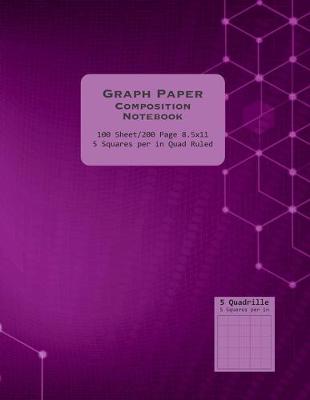 Book cover for Purple 8.5x11 5 Quad Ruled Graph Paper Composition Notebook.