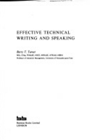 Cover of Effective Technical Writing and Speaking