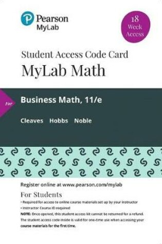 Cover of Mylab Math with Pearson Etext -- 18 Week Standalone Access Card -- For Business Math