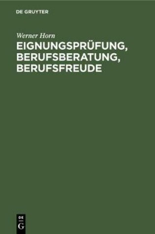 Cover of Eignungspr�fung, Berufsberatung, Berufsfreude