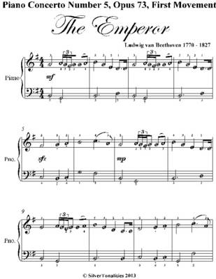 Book cover for Piano Concerto Number 5 Opus 73 First Movement the Emperor Easy Piano Sheet Music