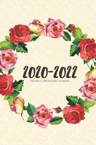 Cover of 2020-2022 Three 3 Year Planner Watercolor Roses Wreath Monthly Calendar Gratitude Agenda Schedule Organizer