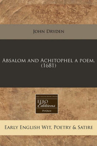 Cover of Absalom and Achitophel a Poem. (1681)