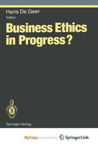 Cover of Business Ethics in Progress?
