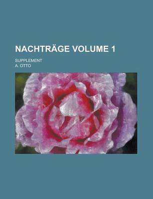 Book cover for Nachtrage; Supplement Volume 1