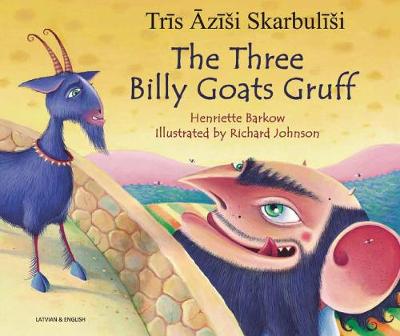 Book cover for The Three Billy Goats Gruff in Latvian and English
