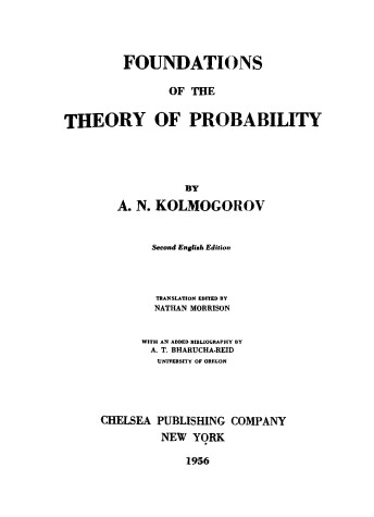 Book cover for Foundations of the Theory of Probability