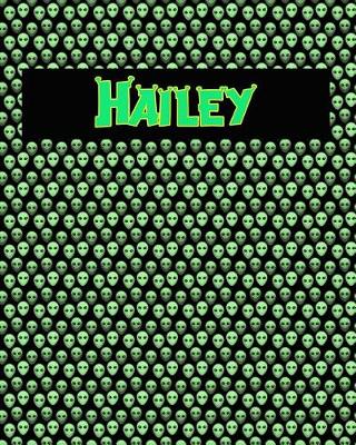 Book cover for 120 Page Handwriting Practice Book with Green Alien Cover Hailey